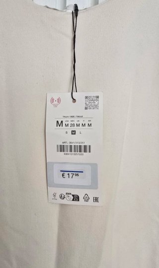 Abito corto Zara ecru/bianco sporco taglia M