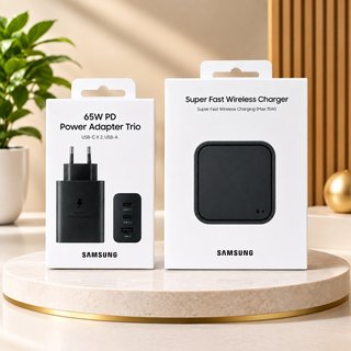 Samsung Power Adapter Trio 65W + Cargador Inalámbr