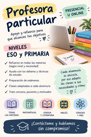 Profesora particular – Primaria y ESO