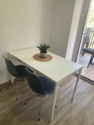 Mesa de cocina extensible blanca 74/125x74x75cm