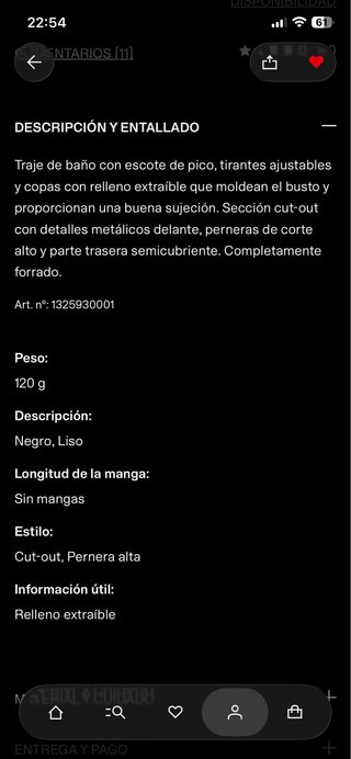 Traje de baño negro escote pico