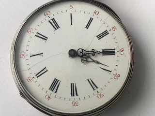 Reloj de bolsillo plata cuerda llave esfera rota