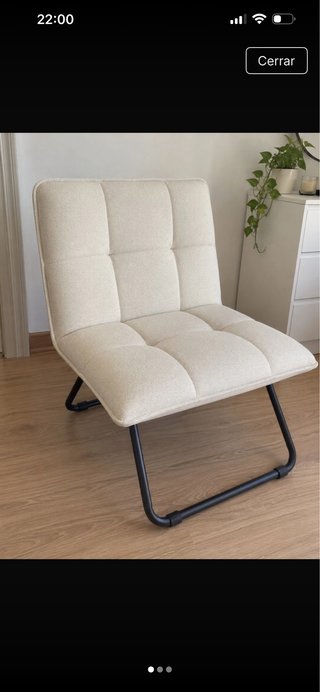 Silla plegable tela beige y patas negras