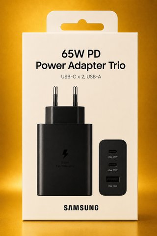 Cargador Samsung 65W PD USB-C + Carga Inalámbrica