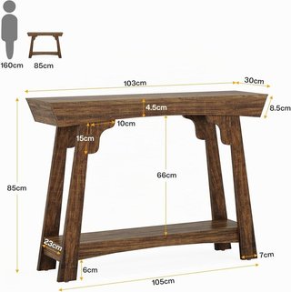 Consola Tribesigns 105cm 2 niveles rústico madera