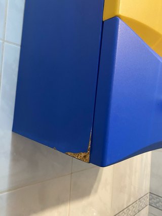 Mueble de baño completo azul y amarillo