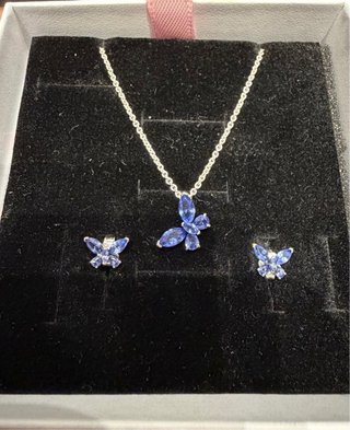 Conjunto Pandora Mariposa Azul Plata