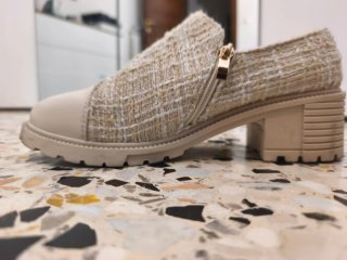 Scarpe donna tacco comodo beige