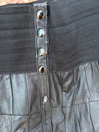 Falda de cuero Vintage negra patchwork