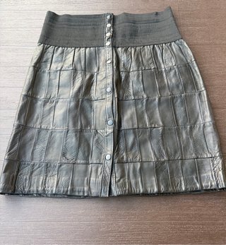 Falda de cuero Vintage negra patchwork