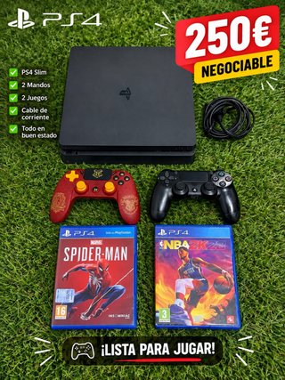 PS4 Slim + 2 mandos + 2 juegos