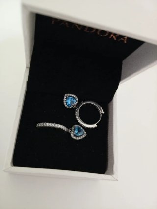 Pendientes Pandora Aro Corazón Azul turquesa