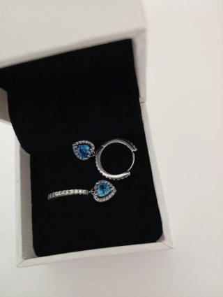 Pendientes Pandora Aro Corazón Azul turquesa