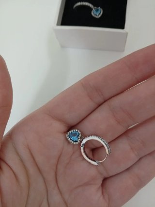 Pendientes Pandora Aro Corazón Azul turquesa