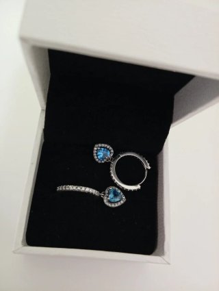 Pendientes Pandora Aro Corazón Azul turquesa