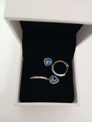 Pendientes Pandora Aro Corazón Azul turquesa