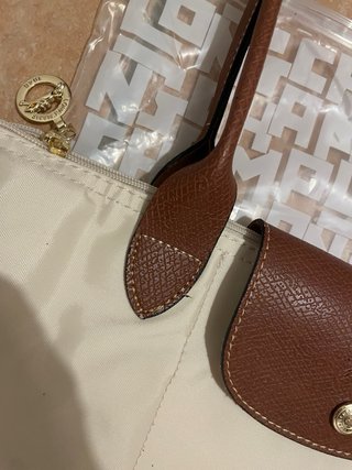 Mala Longchamp bege e castanho