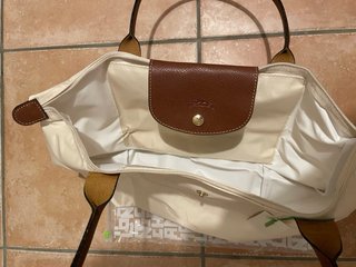 Mala Longchamp bege e castanho