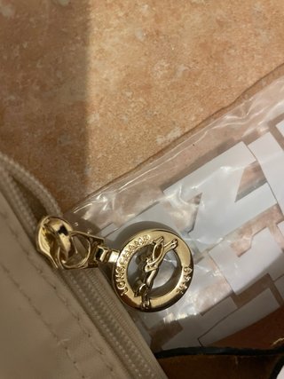 Mala Longchamp bege e castanho