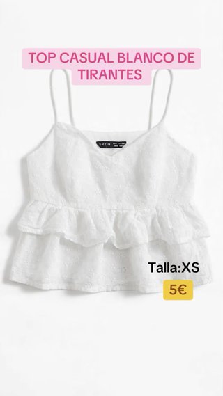 Top blanco tirantes Shein Talla XS