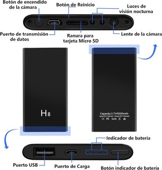 TANGMI H8 Cámara Espía  Sensor  Gravedad 1080P HD