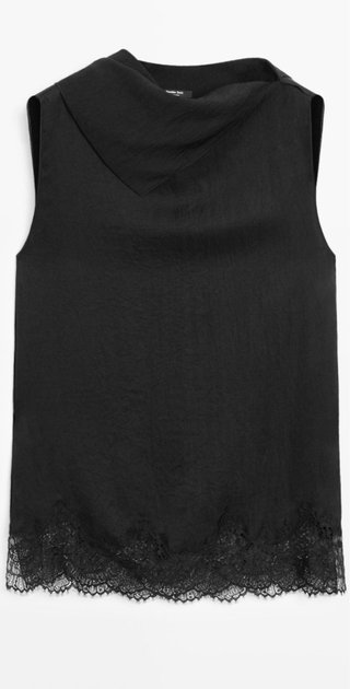 Top Massimo Dutti encaje negro Talla L