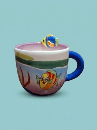 Taza cerámica artesanal pez Mundo Marino