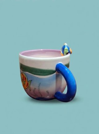 Taza cerámica artesanal pez Mundo Marino