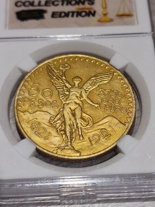 Réplica Moneda 50 Pesos Oro Centenario Estuche