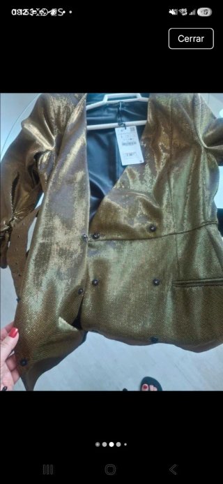 Chaqueta Zara L/40/12 dorada y verde