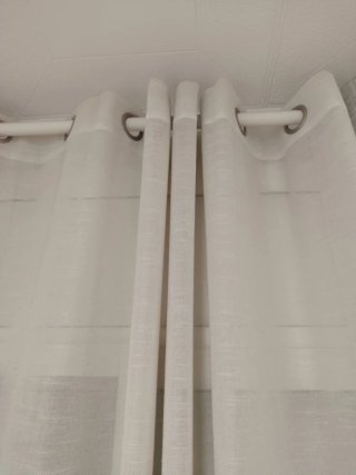 Cortinas lino gris y visillo blanco + barra