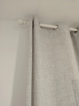 Cortinas lino gris y visillo blanco + barra