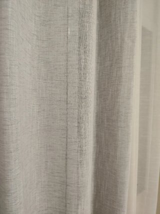 Cortinas lino gris y visillo blanco + barra