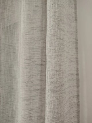 Cortinas lino gris y visillo blanco + barra