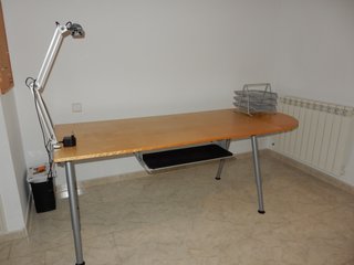 Mesa Oficina 160x80+40x80 extensión Abedul+Metal