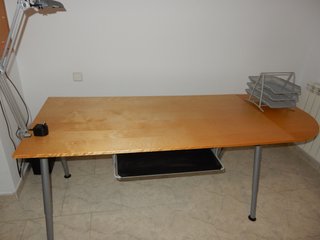 Mesa Oficina 160x80+40x80 extensión Abedul+Metal