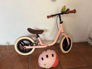 Bici senza pedali B'TWIN Runride 500 rosa 10" + casco XS