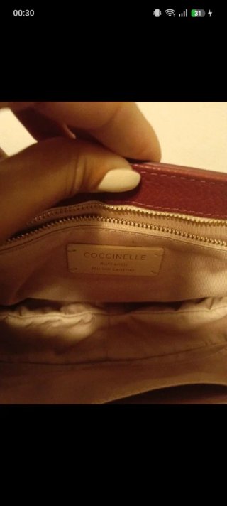 Borsa Coccinelle bordeaux pelle dorata