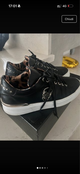 Scarpe Philipp Plein Nere Teschio Oro