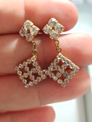 Pendientes vintage imitación diamantes