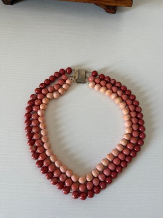Collana vintage 1960 perle rosa e rosse