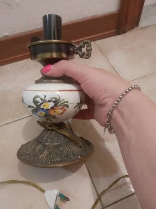 Coppia Abatjour Vintage Ceramica e Metallo