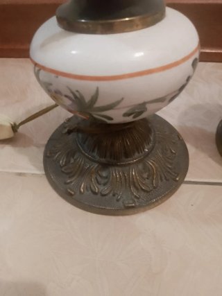 Coppia Abatjour Vintage Ceramica e Metallo