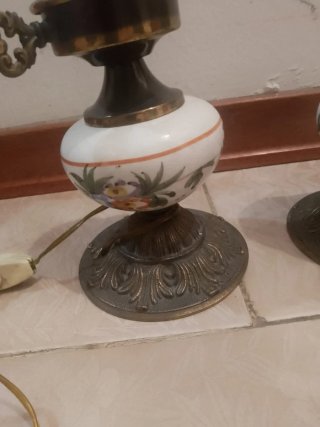 Coppia Abatjour Vintage Ceramica e Metallo