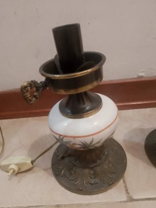 Coppia Abatjour Vintage Ceramica e Metallo