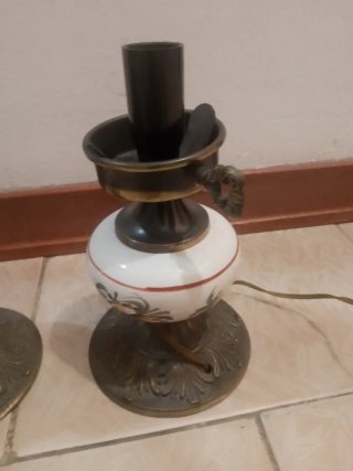 Coppia Abatjour Vintage Ceramica e Metallo