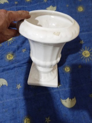 Jarrón Macetero Porcelana Blanco
