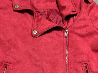 Chaqueta cruzada antelina fucsia