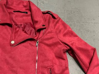 Chaqueta cruzada antelina fucsia