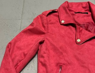 Chaqueta cruzada antelina fucsia